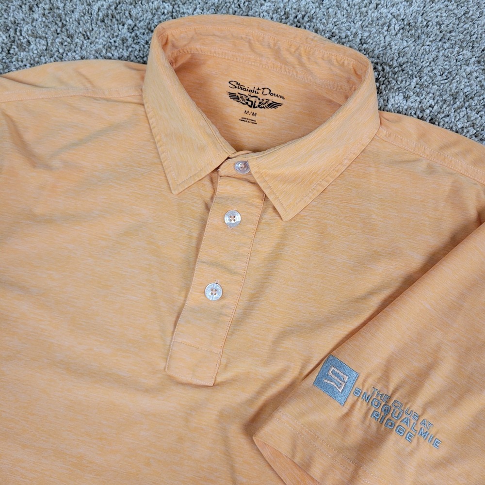 Straight Down Mens Medium Solid Orange Performance Stretch Golf Polo SS